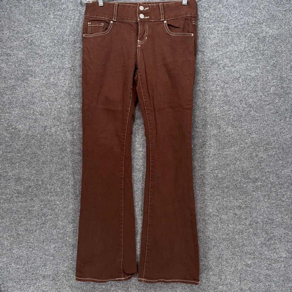 PacSun Pants Women 27 Brown Stretch Low Rise Bootcut Contrast Stitch Y2K Retro